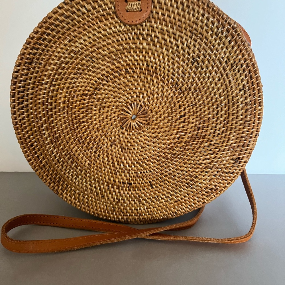 Amerii rattan purse round with leather strap